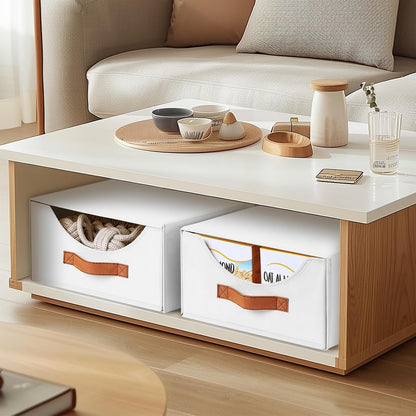 Stackable Storage Drawers - Collapsible Storage Bins with Drawers, Closet Shelf Organizer Basket, Fabric Pull Out Organizer for Bedroom, Living Room, Dorm, Beige
