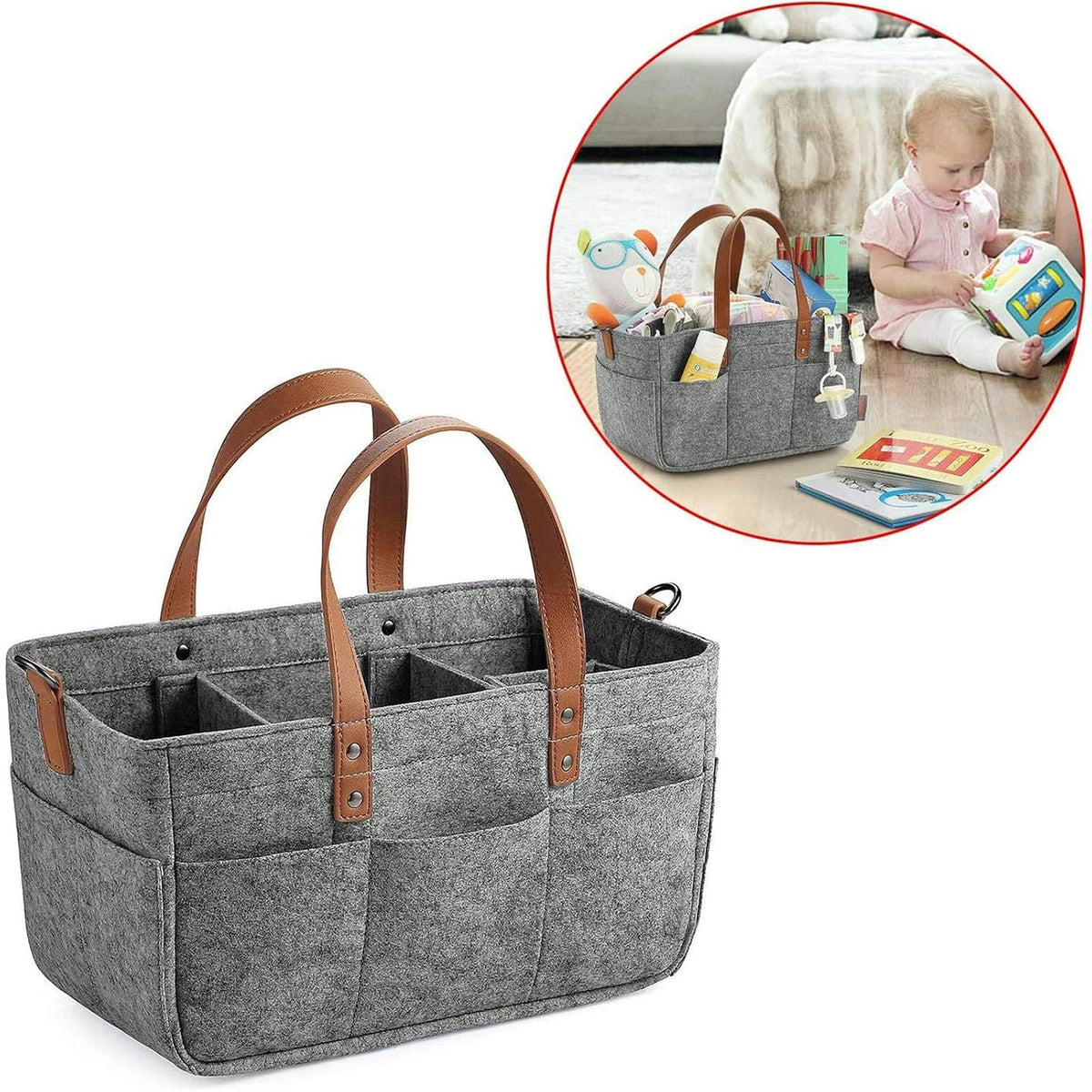 Baby Diaper Caddy Organizer, Multiple Compartments Baby Caddy, Collapsible Tote Bag with Handles, Organizer for Diapers #
