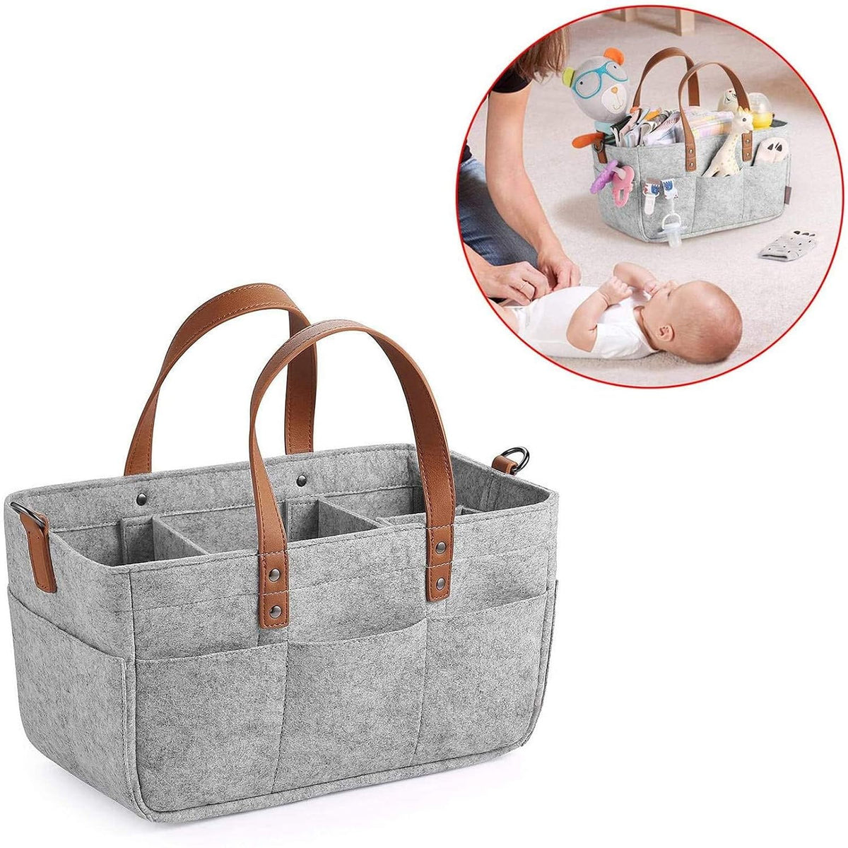 Baby Diaper Caddy Organizer, Multiple Compartments Baby Caddy, Collapsible Tote Bag with Handles, Organizer for Diapers #