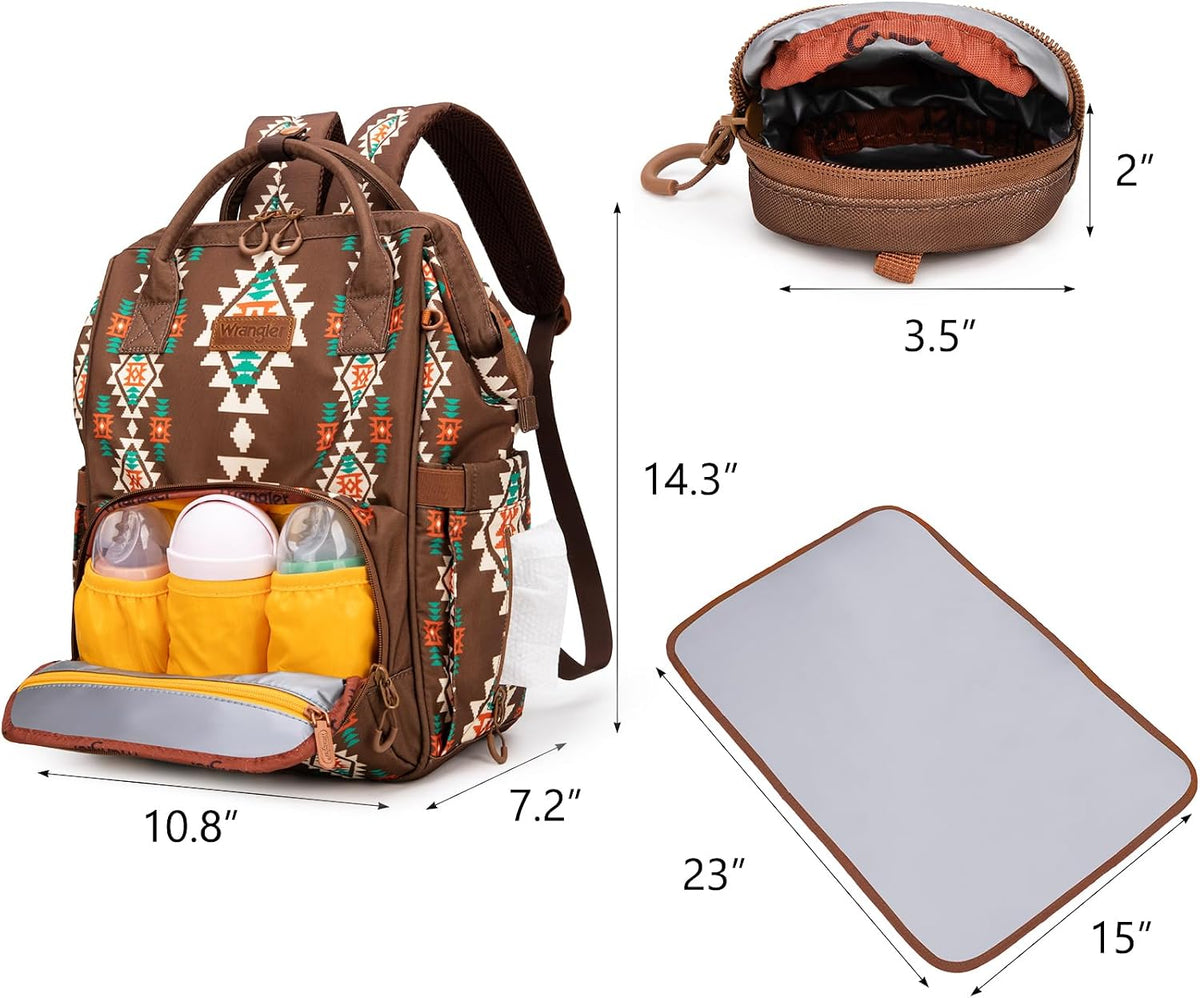 Montana West Wrangler Diaper Bag Backpack Aztec Callie Bag Travel Backpack Purses Western Multi-Function Baby Bags for Mom