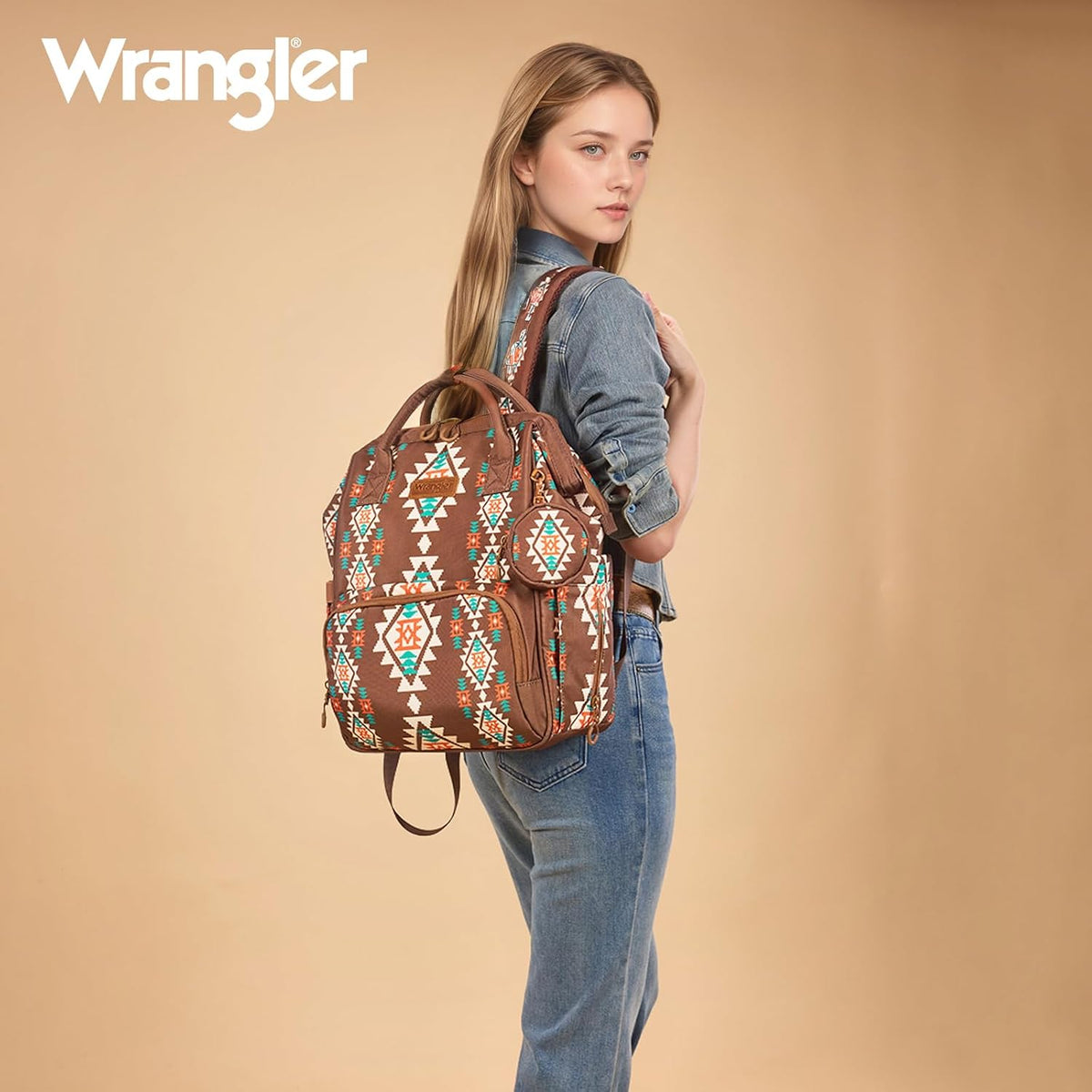 Montana West Wrangler Diaper Bag Backpack Aztec Callie Bag Travel Backpack Purses Western Multi-Function Baby Bags for Mom