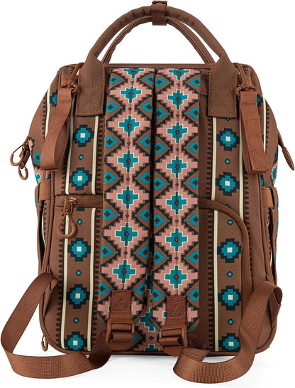 Montana West Wrangler Diaper Bag Backpack Aztec Callie Bag Travel Backpack Purses Western Multi-Function Baby Bags for Mom