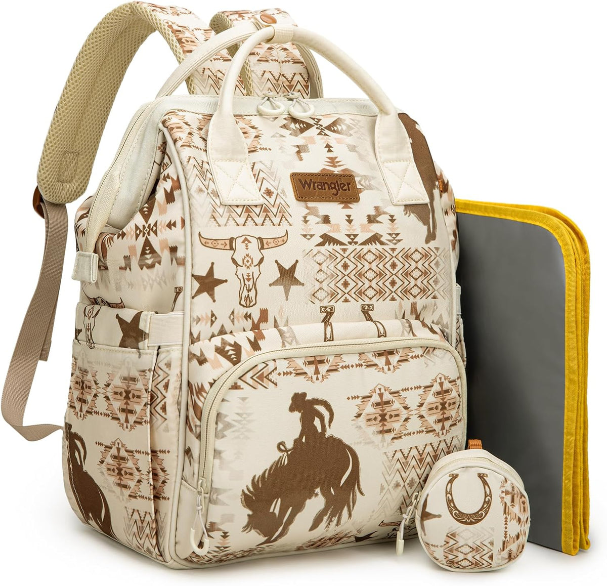 Montana West Wrangler Diaper Bag Backpack Aztec Callie Bag Travel Backpack Purses Western Multi-Function Baby Bags for Mom