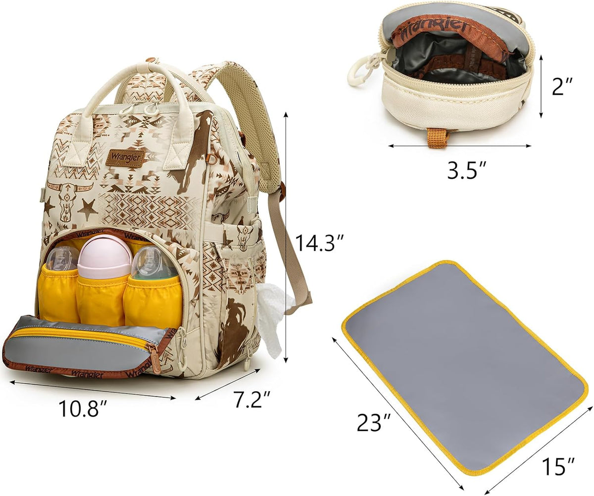 Montana West Wrangler Diaper Bag Backpack Aztec Callie Bag Travel Backpack Purses Western Multi-Function Baby Bags for Mom
