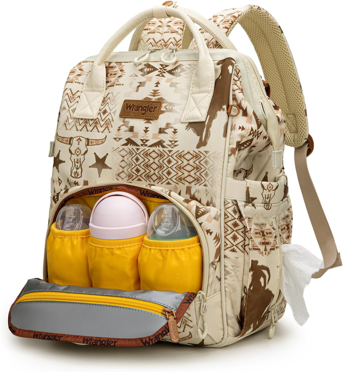 Montana West Wrangler Diaper Bag Backpack Aztec Callie Bag Travel Backpack Purses Western Multi-Function Baby Bags for Mom