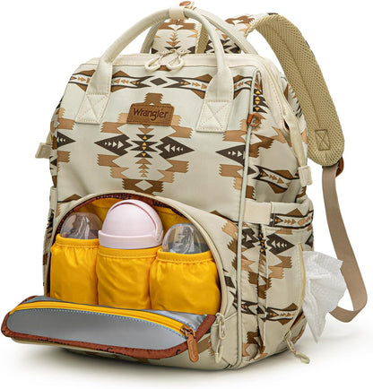 Montana West Wrangler Diaper Bag Backpack Aztec Callie Bag Travel Backpack Purses Western Multi-Function Baby Bags for Mom