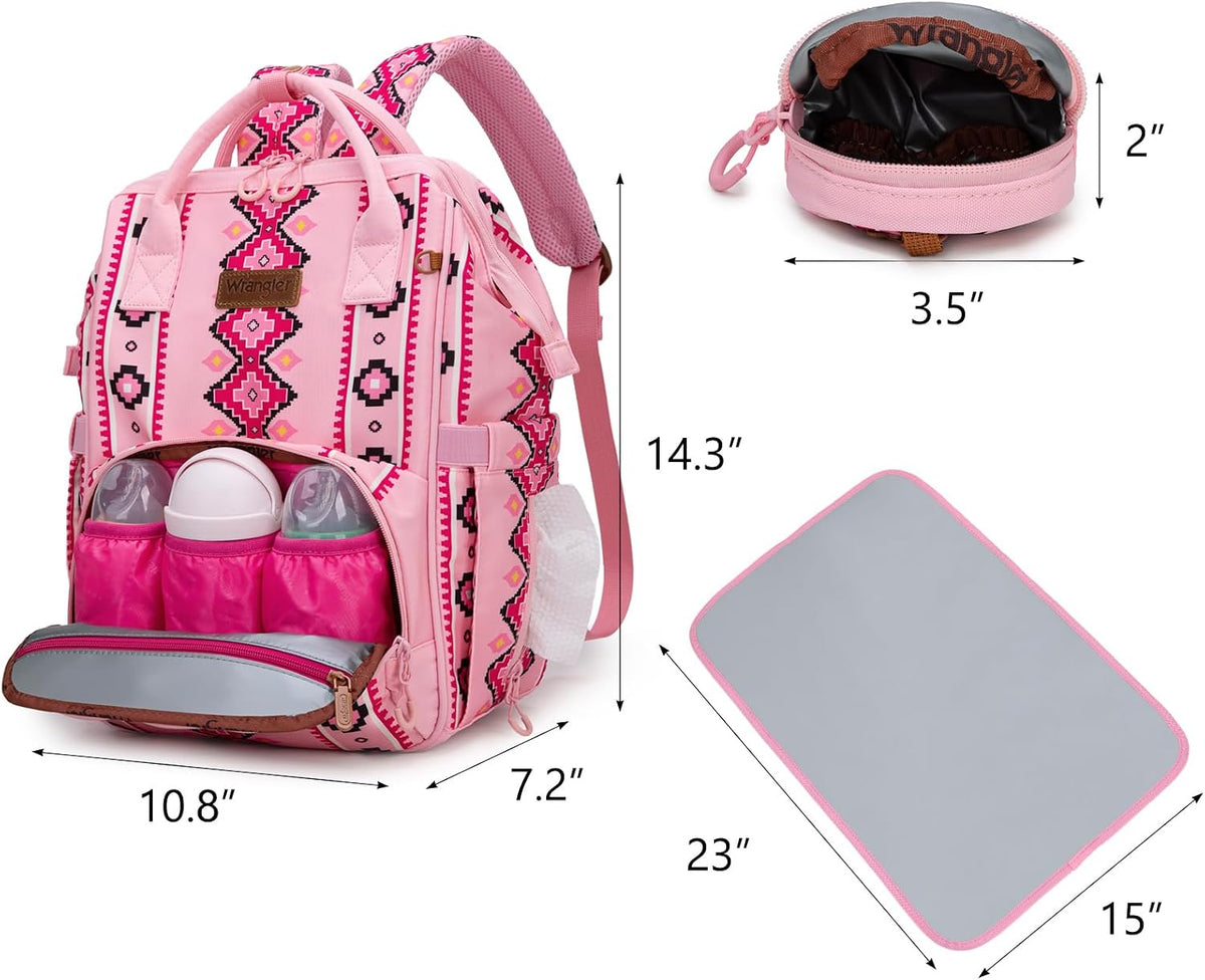 Montana West Wrangler Diaper Bag Backpack Aztec Callie Bag Travel Backpack Purses Western Multi-Function Baby Bags for Mom
