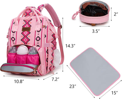 Montana West Wrangler Diaper Bag Backpack Aztec Callie Bag Travel Backpack Purses Western Multi-Function Baby Bags for Mom
