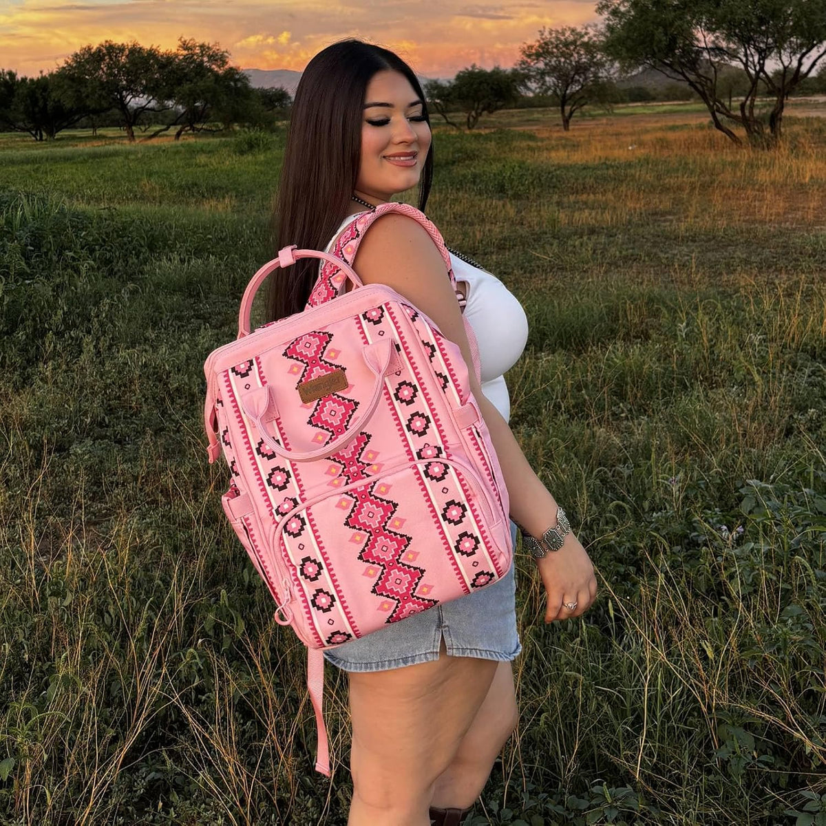 Montana West Wrangler Diaper Bag Backpack Aztec Callie Bag Travel Backpack Purses Western Multi-Function Baby Bags for Mom