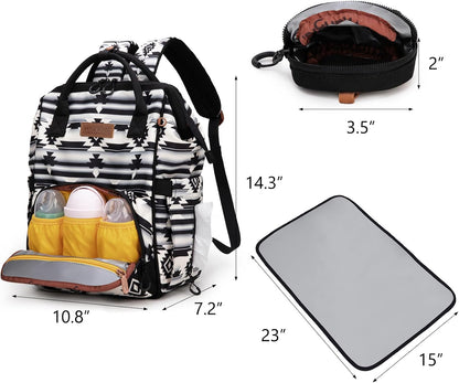 Montana West Wrangler Diaper Bag Backpack Aztec Callie Bag Travel Backpack Purses Western Multi-Function Baby Bags for Mom