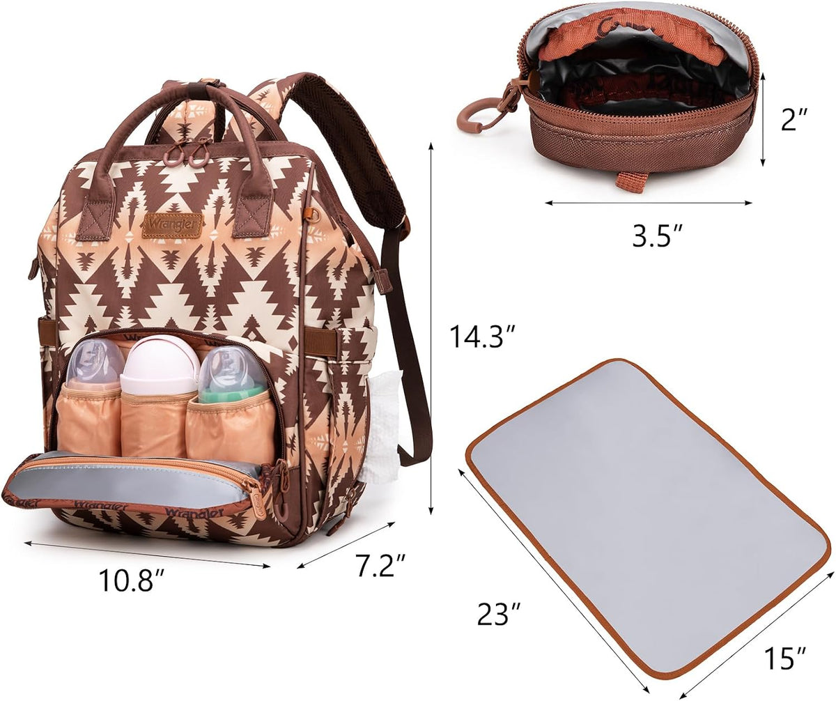 Montana West Wrangler Diaper Bag Backpack Aztec Callie Bag Travel Backpack Purses Western Multi-Function Baby Bags for Mom
