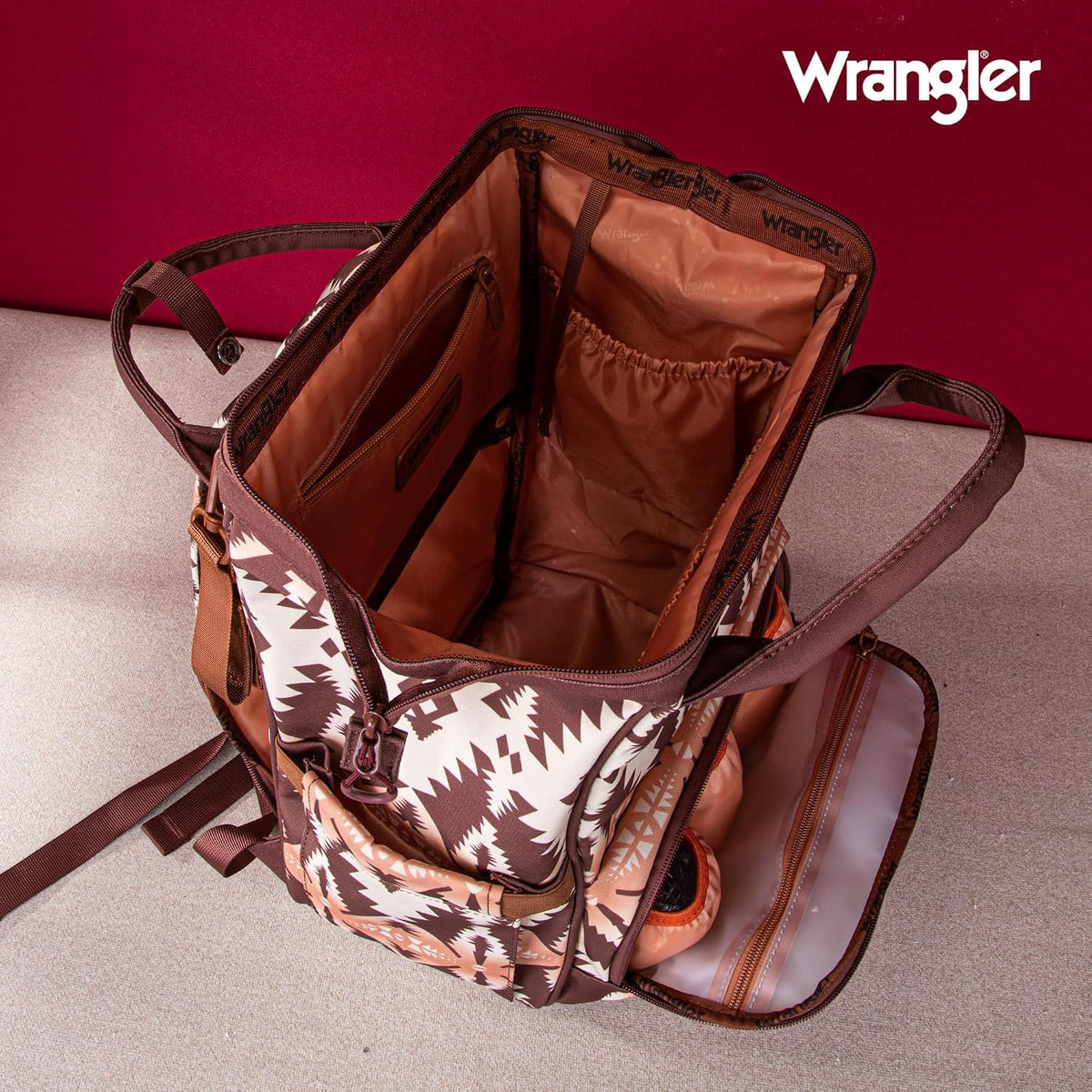Montana West Wrangler Diaper Bag Backpack Aztec Callie Bag Travel Backpack Purses Western Multi-Function Baby Bags for Mom