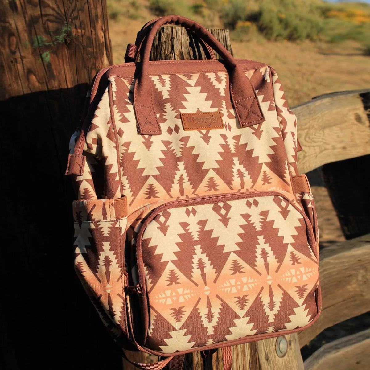 Montana West Wrangler Diaper Bag Backpack Aztec Callie Bag Travel Backpack Purses Western Multi-Function Baby Bags for Mom