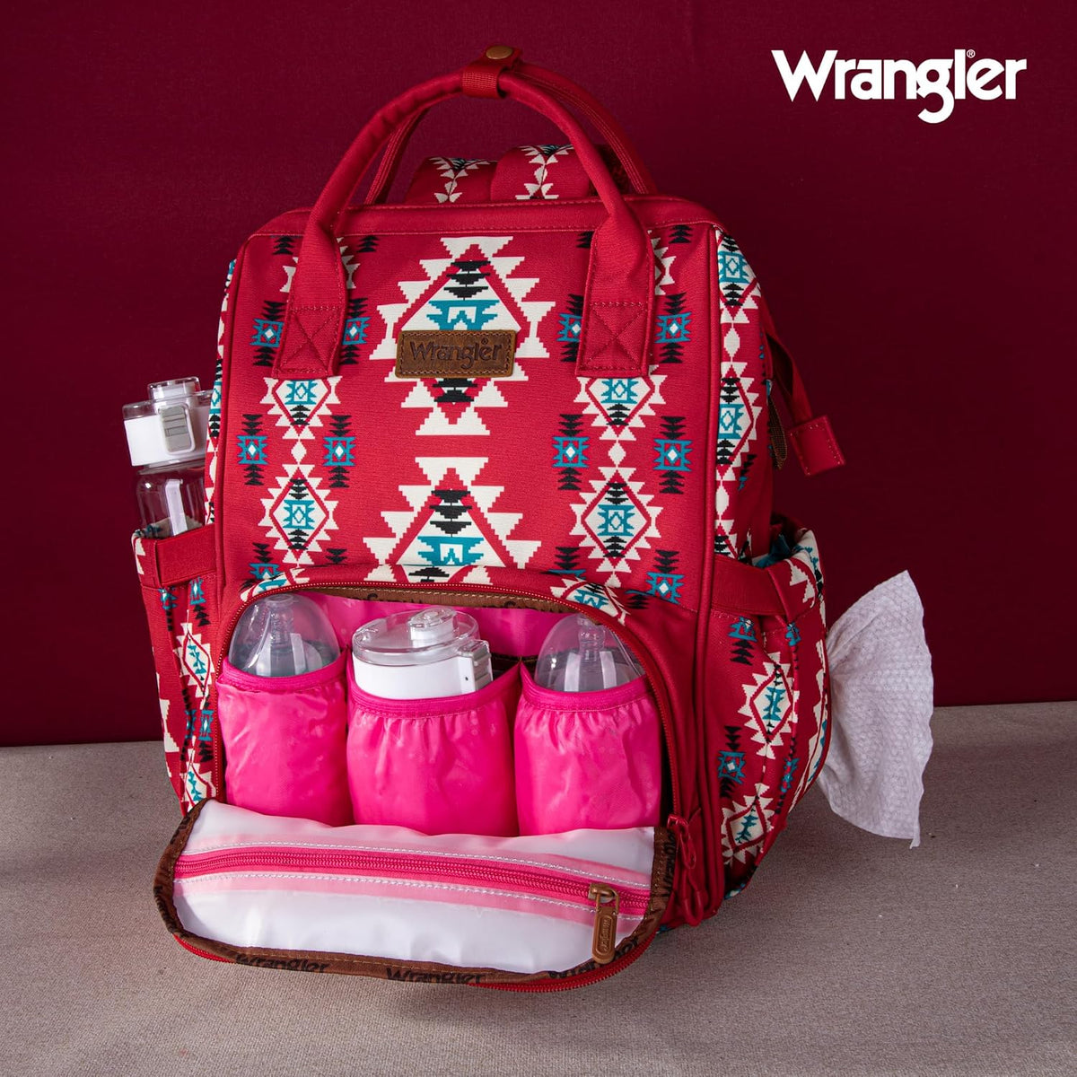 Montana West Wrangler Diaper Bag Backpack Aztec Callie Bag Travel Backpack Purses Western Multi-Function Baby Bags for Mom