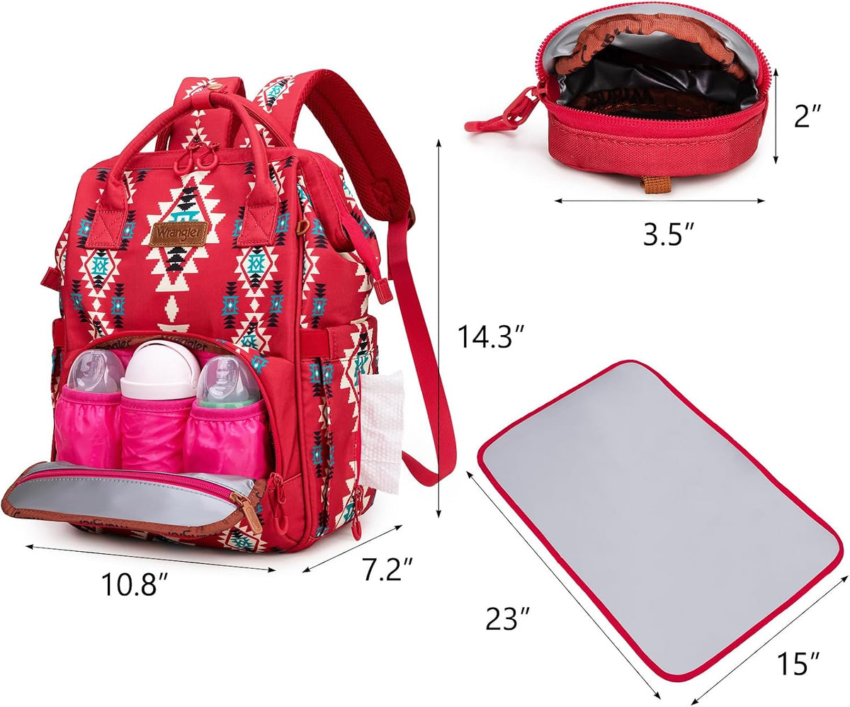 Montana West Wrangler Diaper Bag Backpack Aztec Callie Bag Travel Backpack Purses Western Multi-Function Baby Bags for Mom