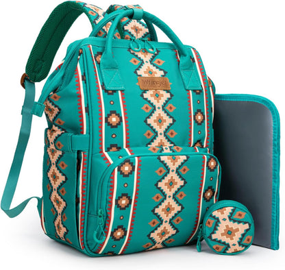 Montana West Wrangler Diaper Bag Backpack Aztec Callie Bag Travel Backpack Purses Western Multi-Function Baby Bags for Mom