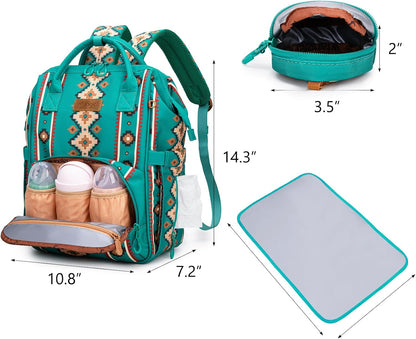 Montana West Wrangler Diaper Bag Backpack Aztec Callie Bag Travel Backpack Purses Western Multi-Function Baby Bags for Mom