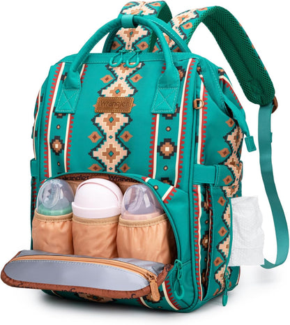 Montana West Wrangler Diaper Bag Backpack Aztec Callie Bag Travel Backpack Purses Western Multi-Function Baby Bags for Mom