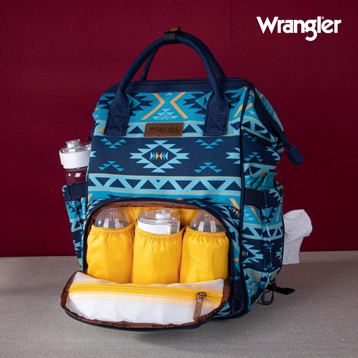 Montana West Wrangler Diaper Bag Backpack Aztec Callie Bag Travel Backpack Purses Western Multi-Function Baby Bags for Mom