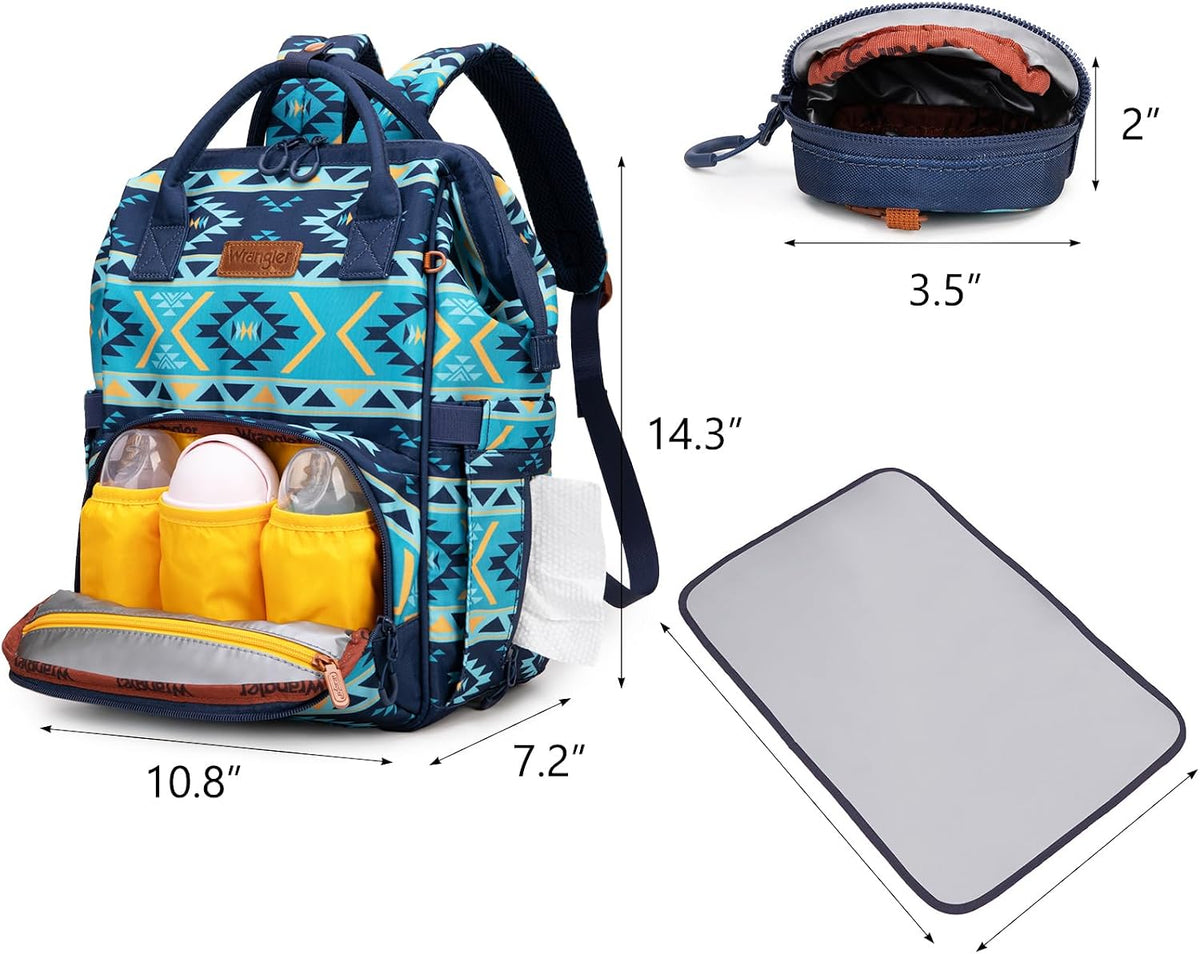 Montana West Wrangler Diaper Bag Backpack Aztec Callie Bag Travel Backpack Purses Western Multi-Function Baby Bags for Mom