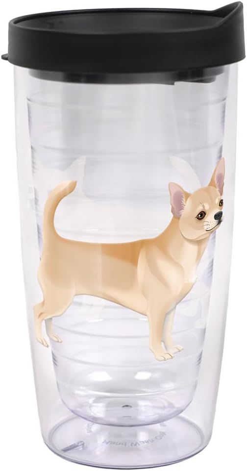 Yorkshire Terrier Yorkie With Bow Double-Walled Plastic Travel, 16oz.