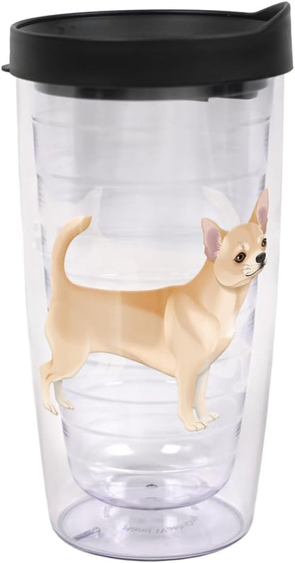 Yorkshire Terrier Yorkie With Bow Double-Walled Plastic Travel, 16oz.