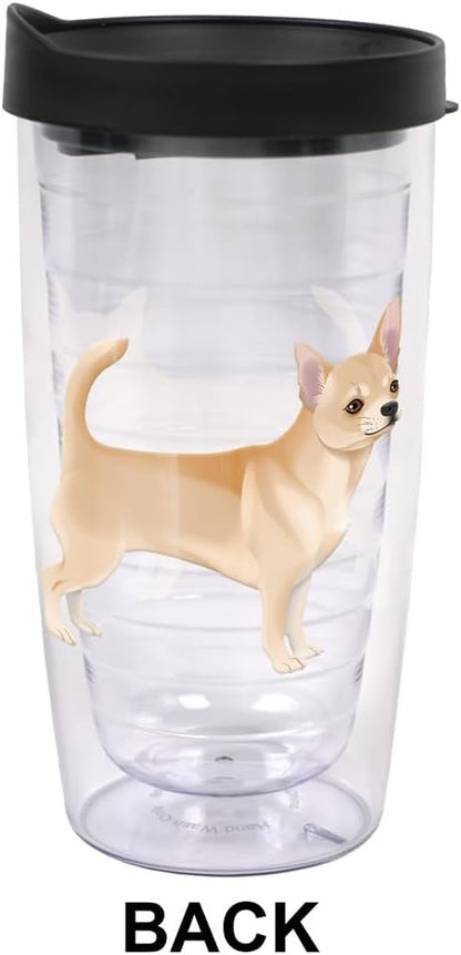 Yorkshire Terrier Yorkie With Bow Double-Walled Plastic Travel, 16oz.