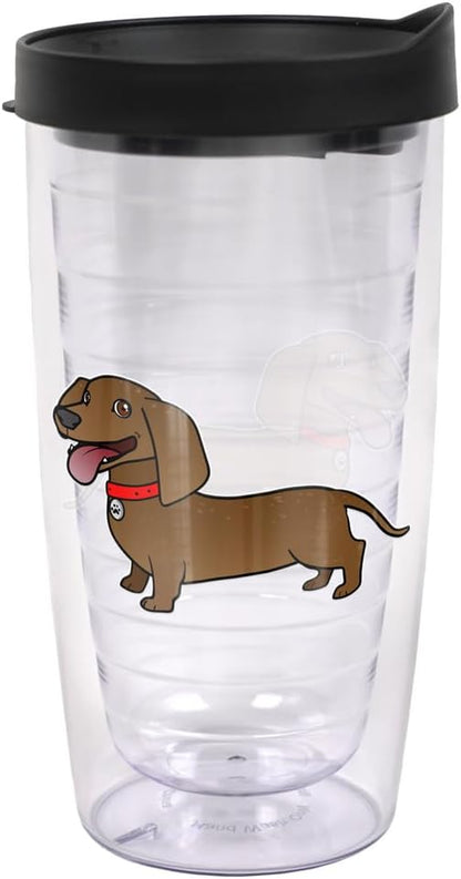 Yorkshire Terrier Yorkie With Bow Double-Walled Plastic Travel, 16oz.