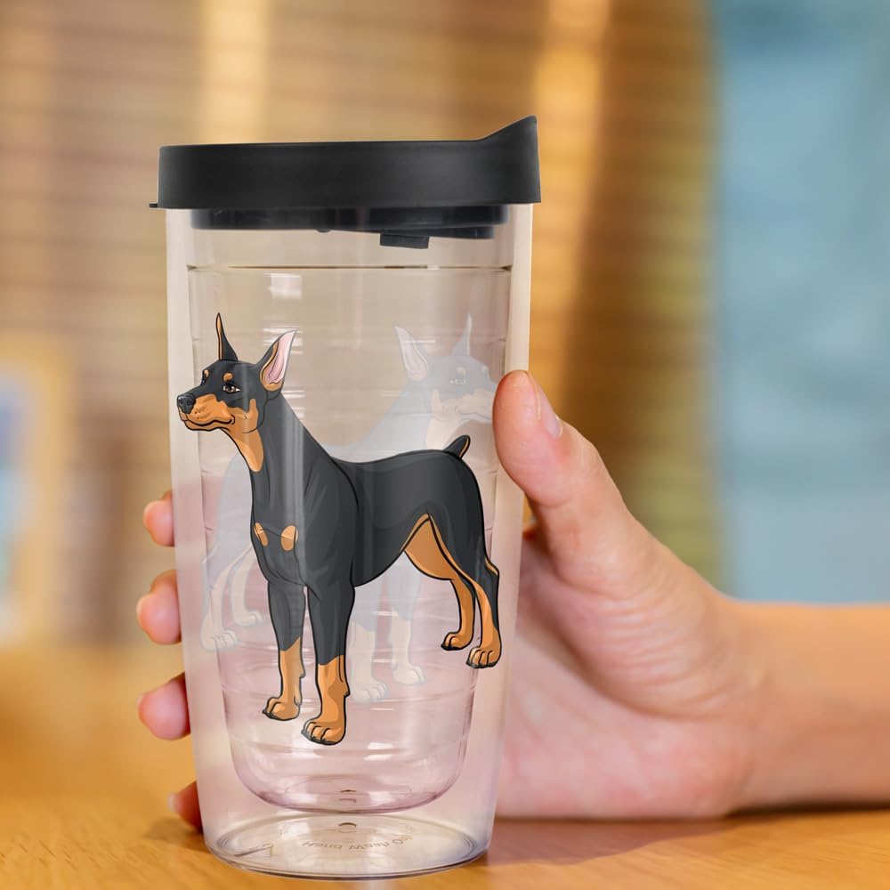 Yorkshire Terrier Yorkie With Bow Double-Walled Plastic Travel, 16oz.