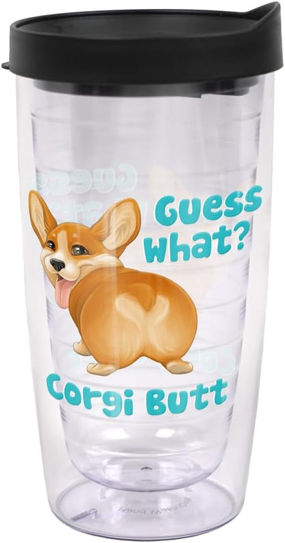 Yorkshire Terrier Yorkie With Bow Double-Walled Plastic Travel, 16oz.