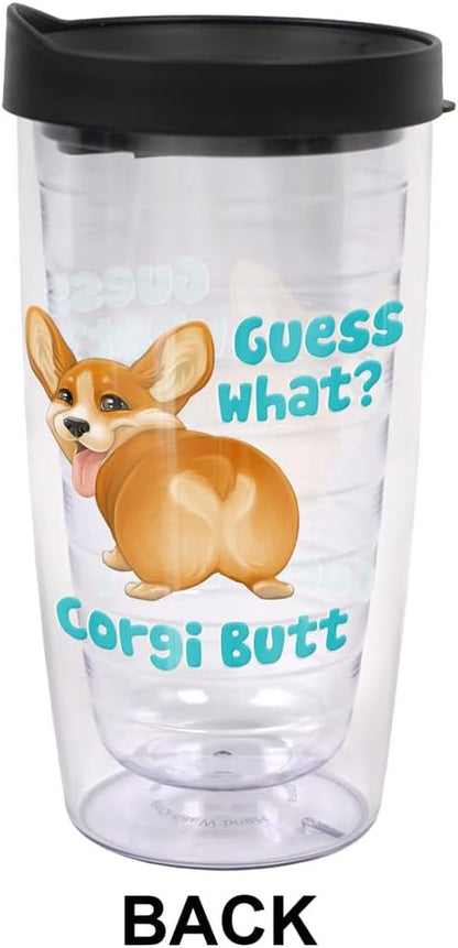 Yorkshire Terrier Yorkie With Bow Double-Walled Plastic Travel, 16oz.