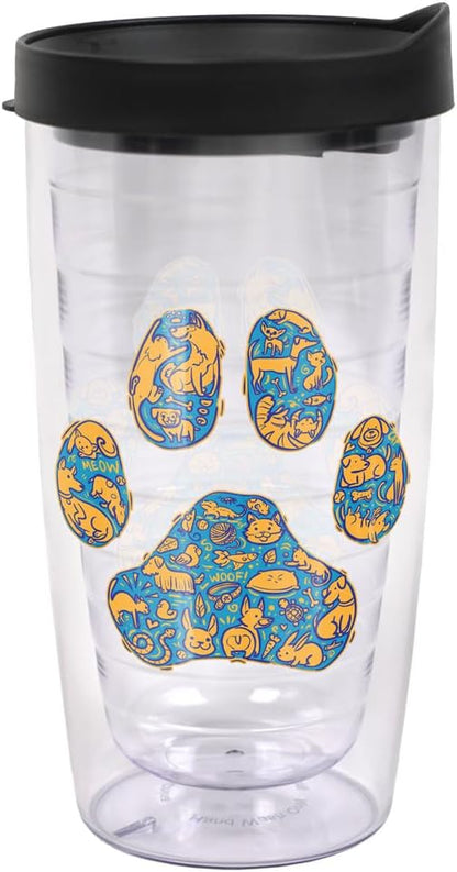 Yorkshire Terrier Yorkie With Bow Double-Walled Plastic Travel, 16oz.