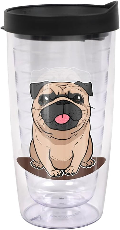 Yorkshire Terrier Yorkie With Bow Double-Walled Plastic Travel, 16oz.