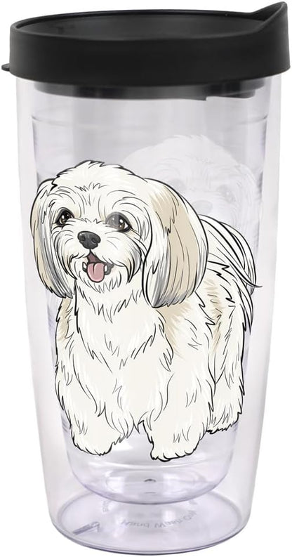 Yorkshire Terrier Yorkie With Bow Double-Walled Plastic Travel, 16oz.