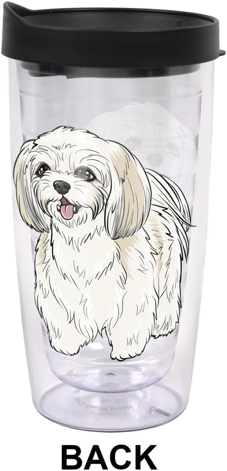 Yorkshire Terrier Yorkie With Bow Double-Walled Plastic Travel, 16oz.