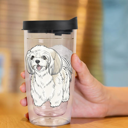 Yorkshire Terrier Yorkie With Bow Double-Walled Plastic Travel, 16oz.