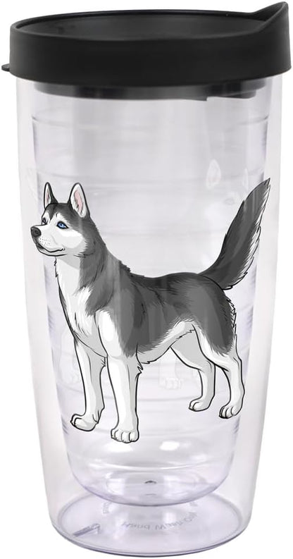 Yorkshire Terrier Yorkie With Bow Double-Walled Plastic Travel, 16oz.