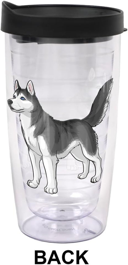 Yorkshire Terrier Yorkie With Bow Double-Walled Plastic Travel, 16oz.