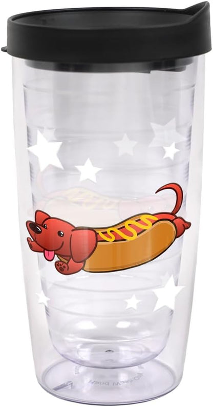 Yorkshire Terrier Yorkie With Bow Double-Walled Plastic Travel, 16oz.