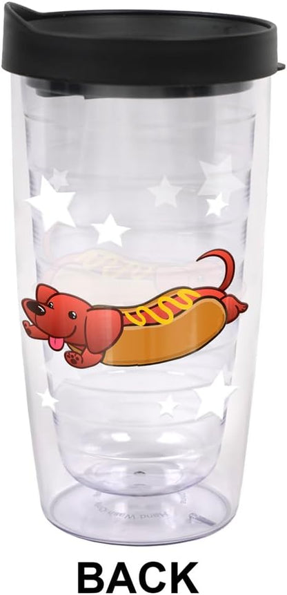 Yorkshire Terrier Yorkie With Bow Double-Walled Plastic Travel, 16oz.