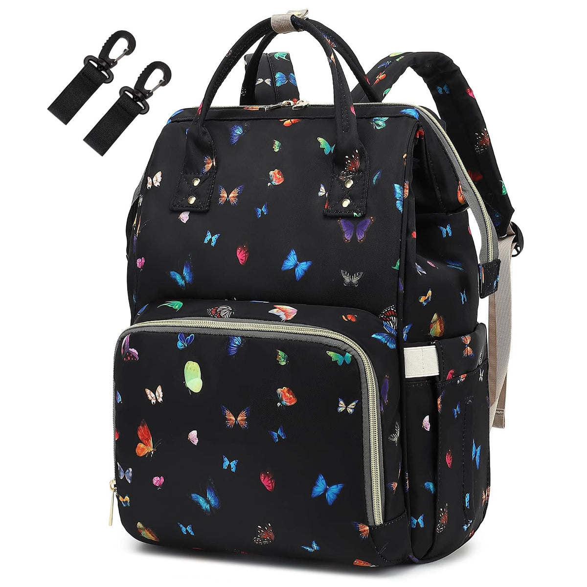 Flamingo Diaper Bag Backpack for Baby Girls, Mom Waterproof Large Nappy Bags for Women (Green)
