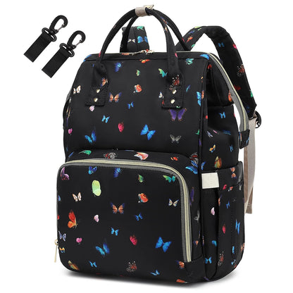 Flamingo Diaper Bag Backpack for Baby Girls, Mom Waterproof Large Nappy Bags for Women (Green)