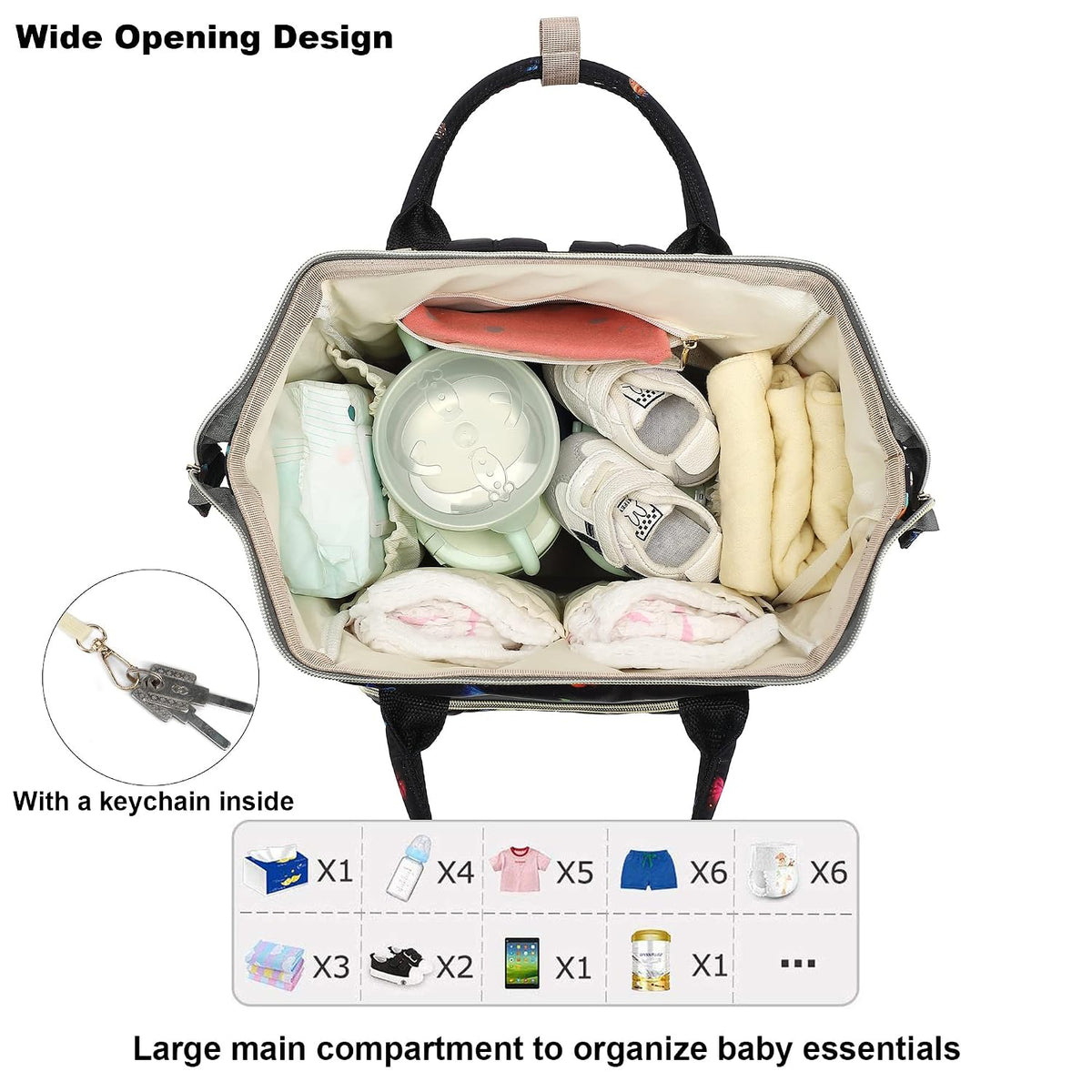 Flamingo Diaper Bag Backpack for Baby Girls, Mom Waterproof Large Nappy Bags for Women (Green)