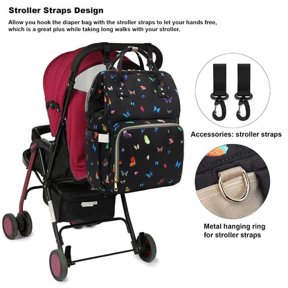 Flamingo Diaper Bag Backpack for Baby Girls, Mom Waterproof Large Nappy Bags for Women (Green)