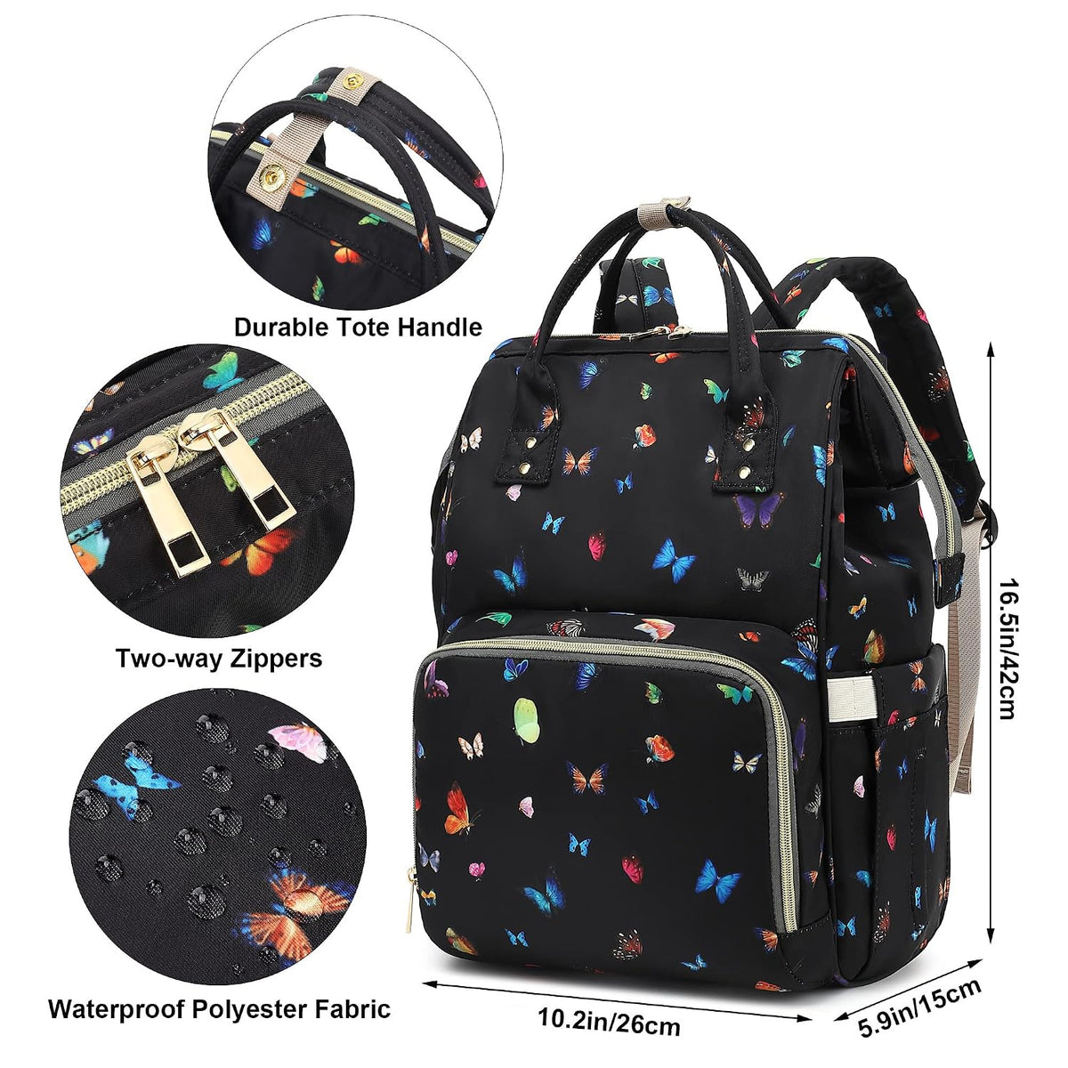 Flamingo Diaper Bag Backpack for Baby Girls, Mom Waterproof Large Nappy Bags for Women (Green)