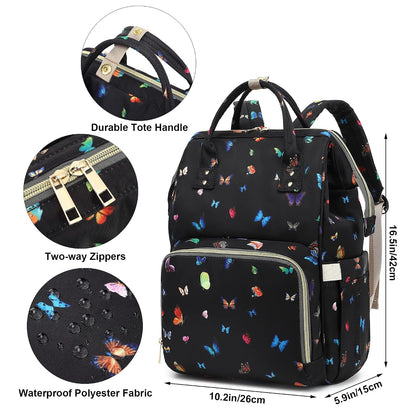 Flamingo Diaper Bag Backpack for Baby Girls, Mom Waterproof Large Nappy Bags for Women (Green)