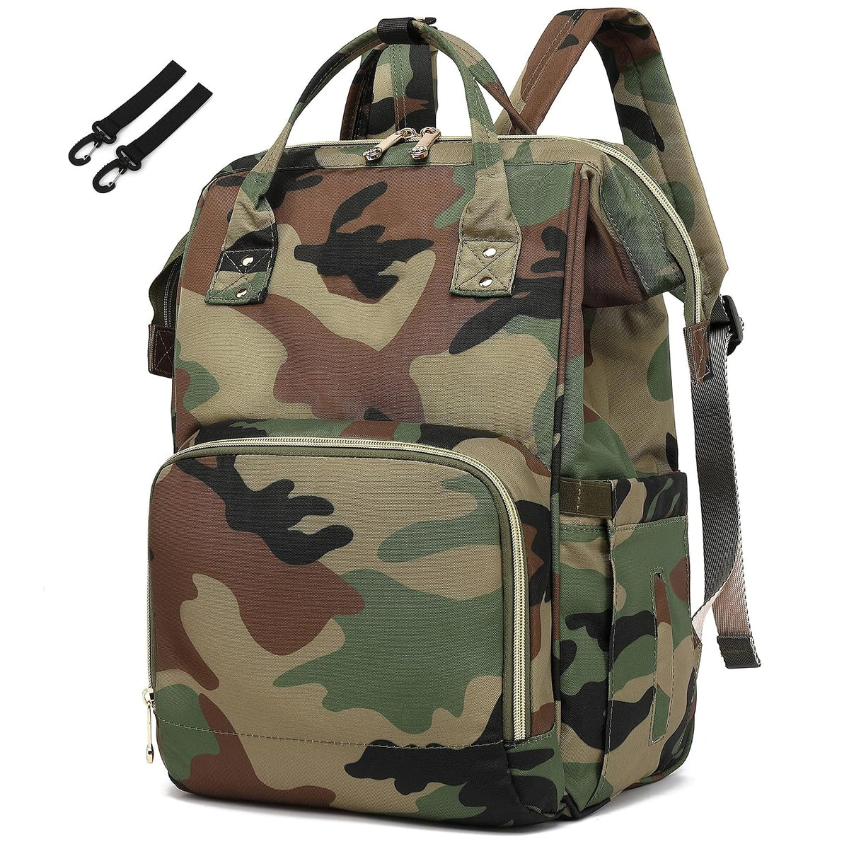 Flamingo Diaper Bag Backpack for Baby Girls, Mom Waterproof Large Nappy Bags for Women (Green)