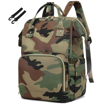 Flamingo Diaper Bag Backpack for Baby Girls, Mom Waterproof Large Nappy Bags for Women (Green)