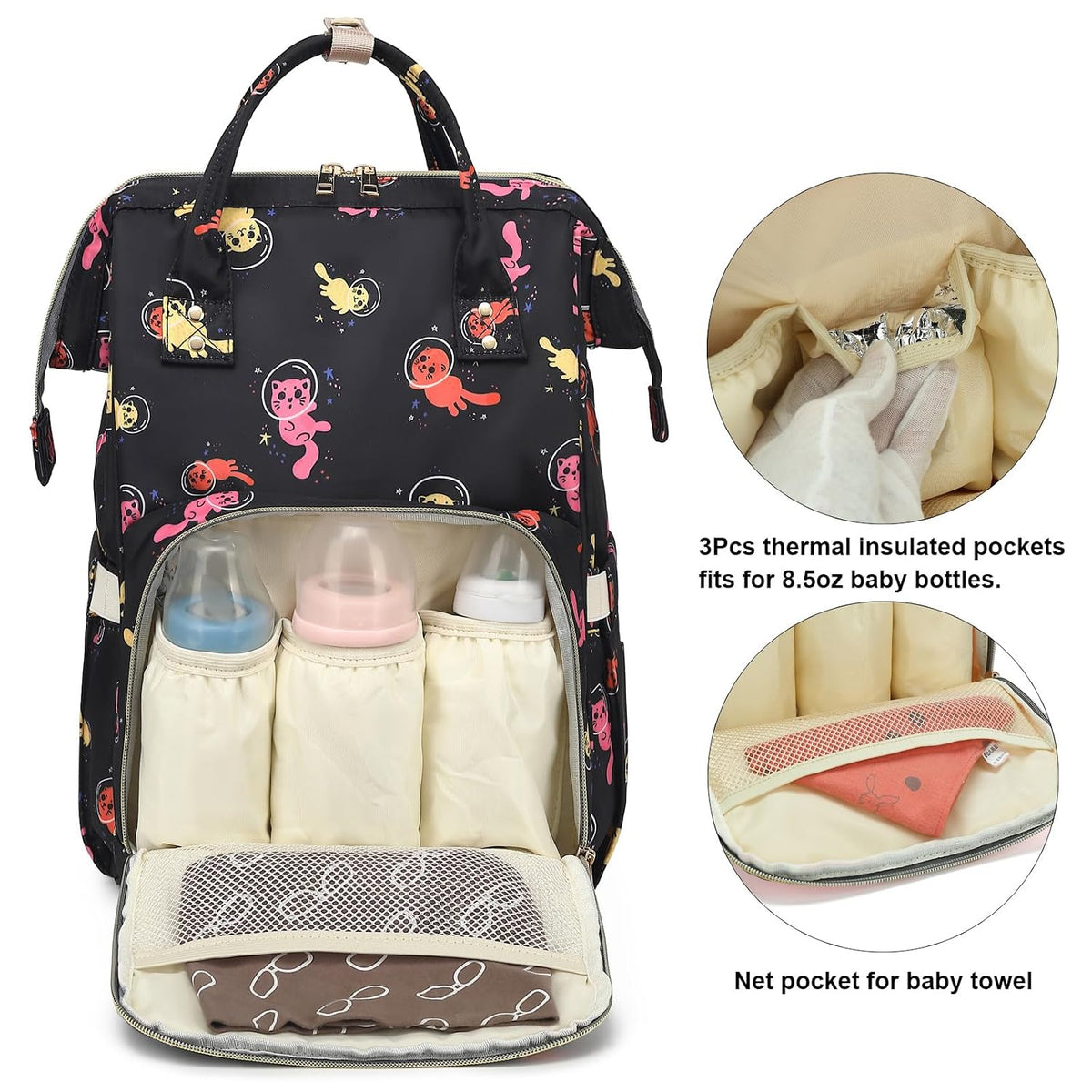 Flamingo Diaper Bag Backpack for Baby Girls, Mom Waterproof Large Nappy Bags for Women (Green)