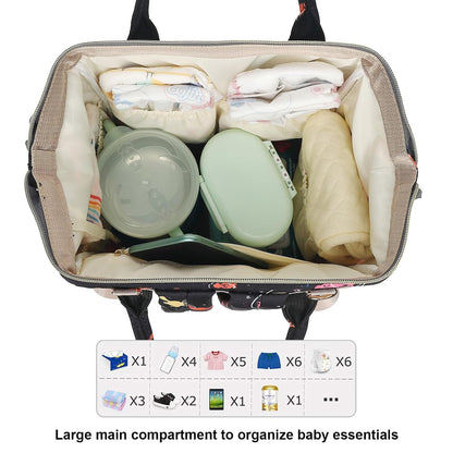 Flamingo Diaper Bag Backpack for Baby Girls, Mom Waterproof Large Nappy Bags for Women (Green)